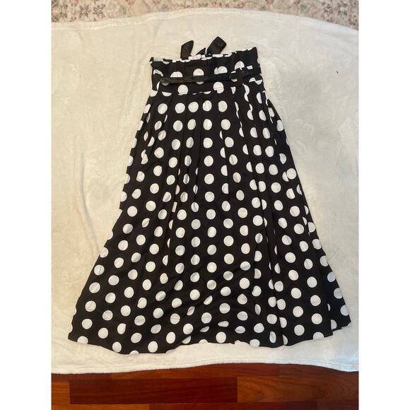 GRACIA Women's Fabulous A-line Full Skirt Medium Black/White Polka Dot NWT - Picture 7 of 7